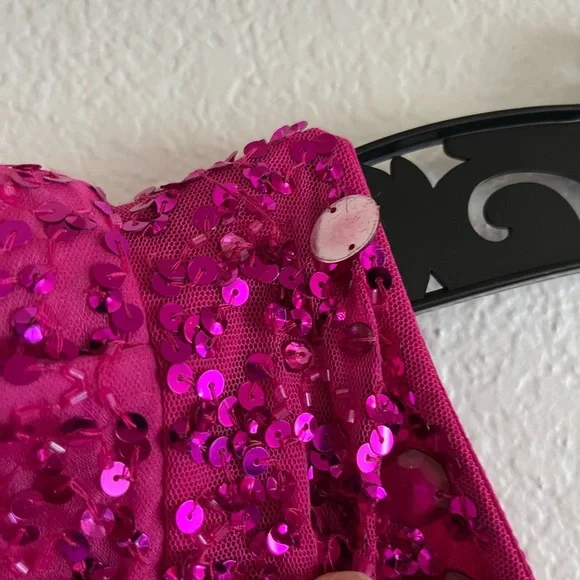 MacDuggal 10912 Elegant One-Shoulder Pink Dress - Picture 8 of 9